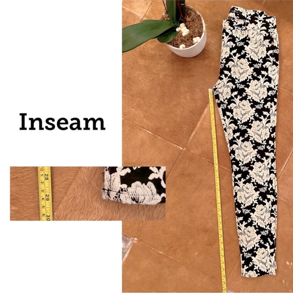 7 FOR ALL MANKIND Lace Floral BLACK & WHITE SKINNY PANTS / JEANS | Sz 29 - Picture 6 of 10